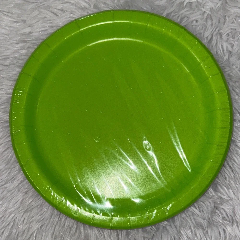 DG Party Plates Neon Green 16 Count Round Paper Plates 8.5 Inch #36805 USA Made